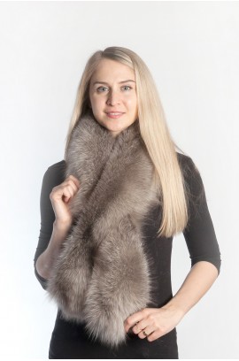 Grey fox fur scarf